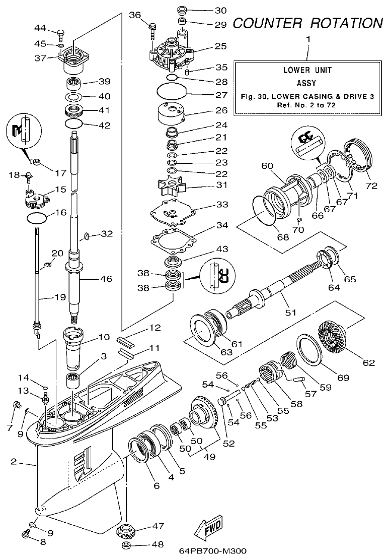 Yamaha F150BET, FL150BET LOWER CASING & DRIVE 3 parts diagram